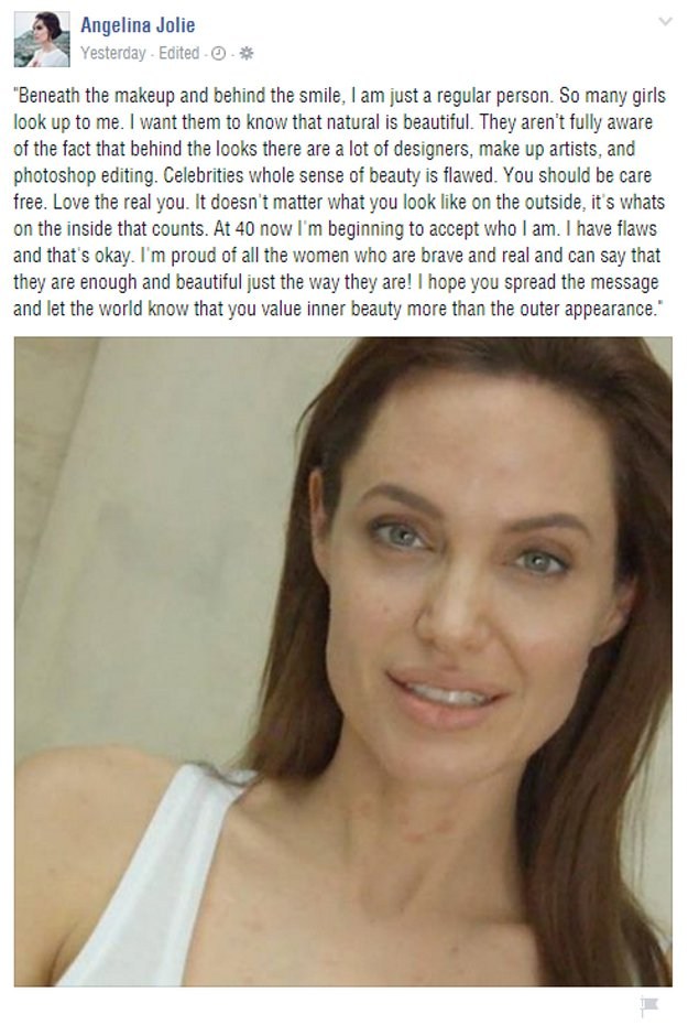 Angelina Jolie    Βγάζει selfie χωρίς μακιγιάζ και εμψυχώνει όλες τις γυναίκες να κάνουν το ίδιο (εικόνα)