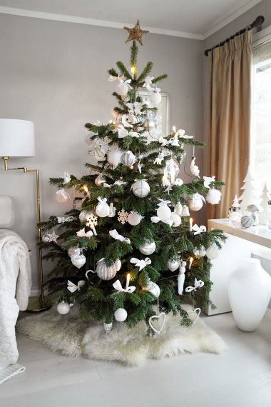 Αν αγαπάτε το λευκό και επιμένετε στο κλασσικό χριστουγεννιάτικο δέντρο μπορείτε να το στολίσετε μόνο με λευκά στολίδια, όποιο στιλ διακόσμησης και αν έχετε στο σπίτι.