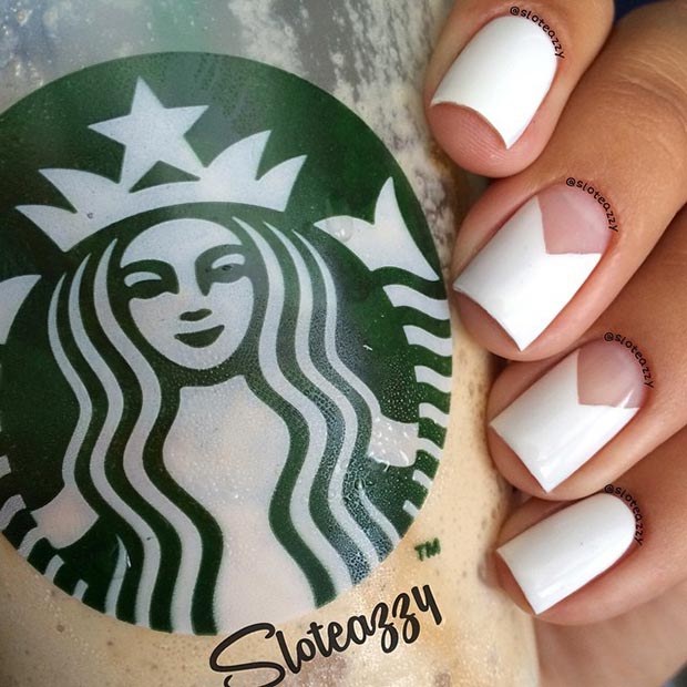 white short nails design