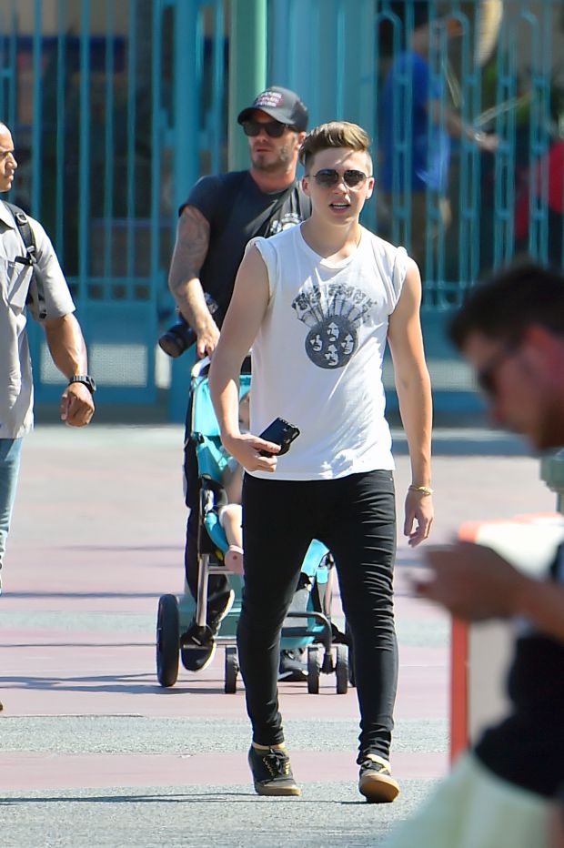 David and Victoria Beckham enjoy a day at Disneyland with their chilren