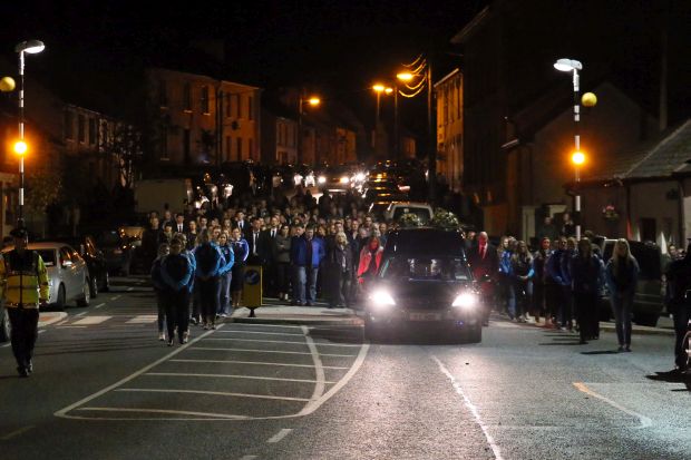 The Family and friends arrive at The Lady Fatima church where a service for the late girlfriend of Jim Carrey is being held ahead of tomorrow's burial service .Ref: SPL1148042  091015  Picture by: Splash NewsSplash News