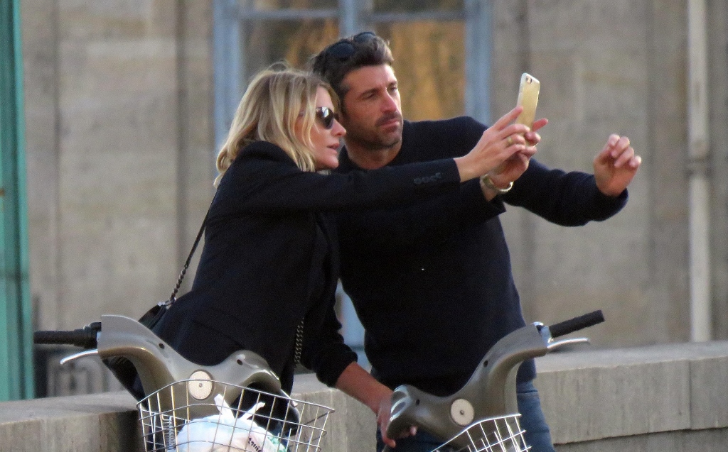 Patrick Dempsey and ex-wife Jillian Fink strolling in Paris.?Paris, France November 8th 2015Pictured: Patrick Dempsey and ex-wife Jillian FinkRef: SPL1172245  091115  Picture by: KCS Presse / Splash NewsSplash News and