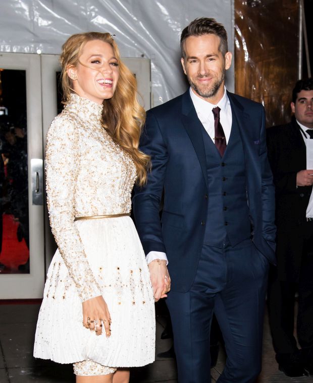 Blake Lively and Ryan Reynolds are seen arriving at the 2016 amfAR New York Gala in New York