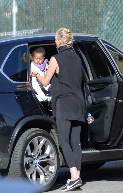 EXCLUSIVE: Charlize Theron takes the kids to a dance class in Hollywood and leaves early due to Jackson throwing a temper tantrum