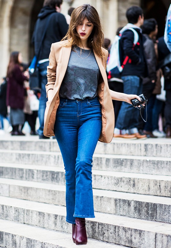 Oversized blazer+ cropped παντελόνι καμπάνα+ ankle boots