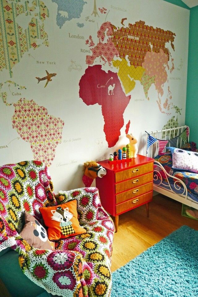 Ένας χάρτης με «boho» διάθεση για κοριτσίστικα, εφηβικά δωμάτια.