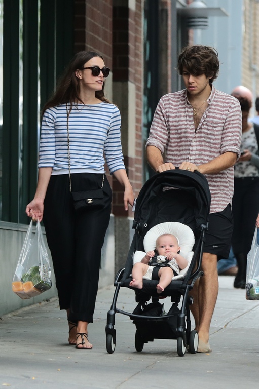 Keira Knightley with husband James Righton and daughter Edie and her mother Sharman Macdonald seen in New York August 31, 2015 Pictured: Keira Knightley, James Righton, Edie Ref: SPL1112840 310815 Picture by: NIGNY / Splash News Splash News and Pictures Los Angeles: 310-821-2666 New York: 212-619-2666 London: 870-934-2666 photodesk@splashnews.com 
