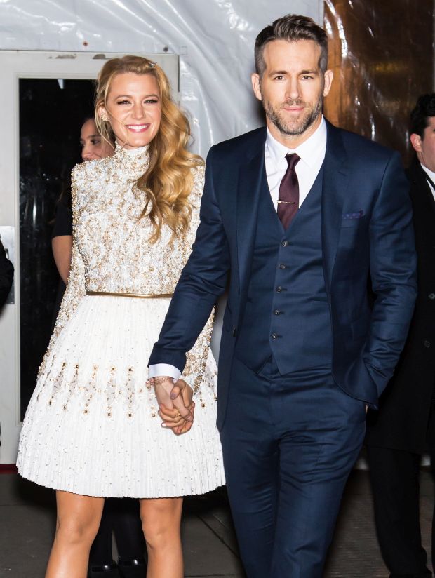 Blake Lively and Ryan Reynolds are seen arriving at the 2016 amfAR New York Gala in New York