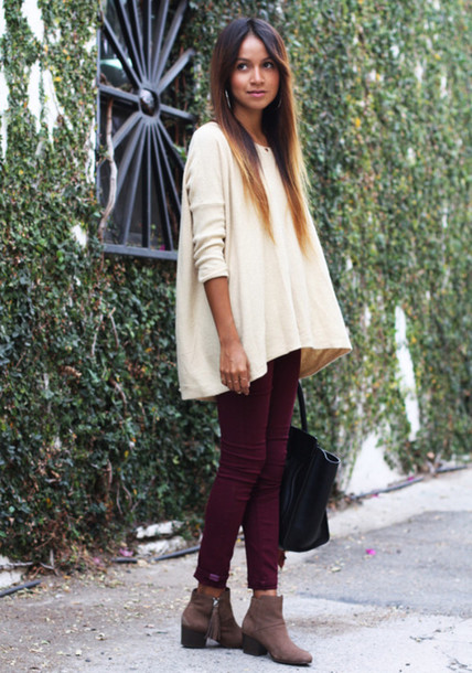 dipuk8-l-610x610-pants-jeans-wine-red-redjeans-vintage-hipster-beautiful-redpants-sweater-shoes-boots-ankleboots-booties